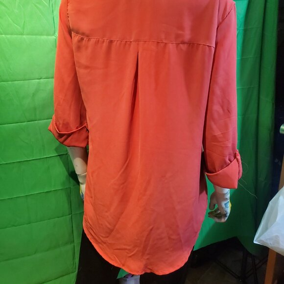 Lily Morgan M shirt red vneck zip size M casual women - Picture 6 of 7